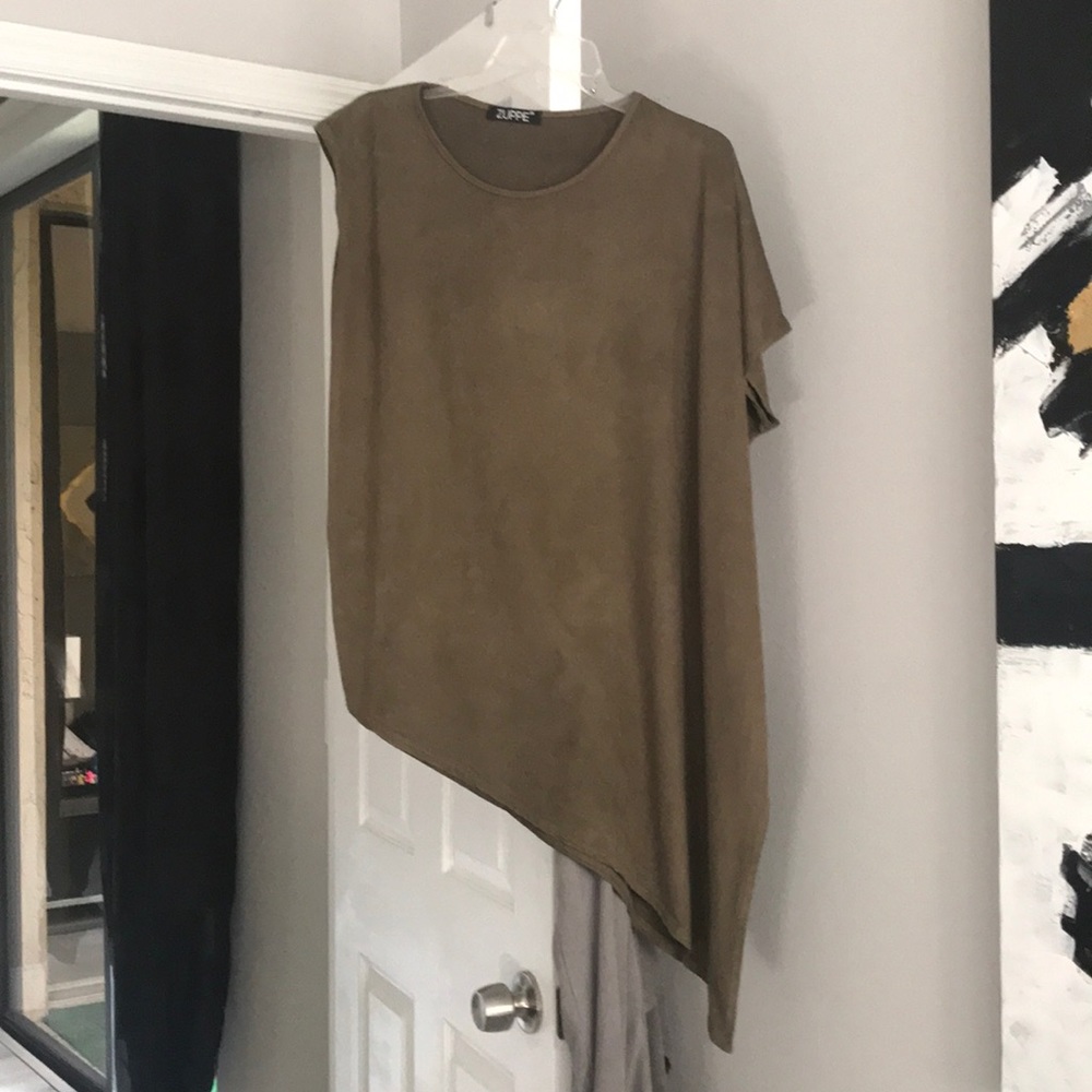 Asymmetrical suede like top